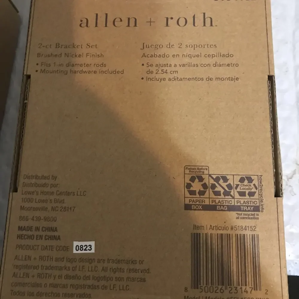 Allen + Roth 4 Pack Brushed Nickel Curtain Rod Bracket NEW Hardware